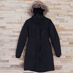 North Face Womens XS Black Parka Goose Down Jacket Coat Long Full Length Winter